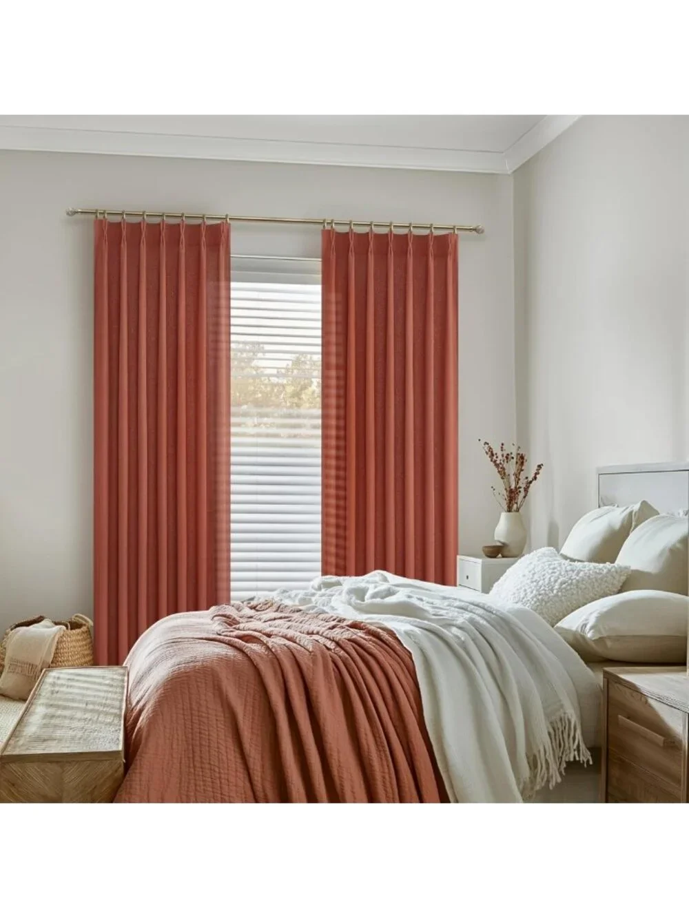 Extra Long Burnt Orange Sheer Curtains 108” | Luxury Light Filtering Drapes for